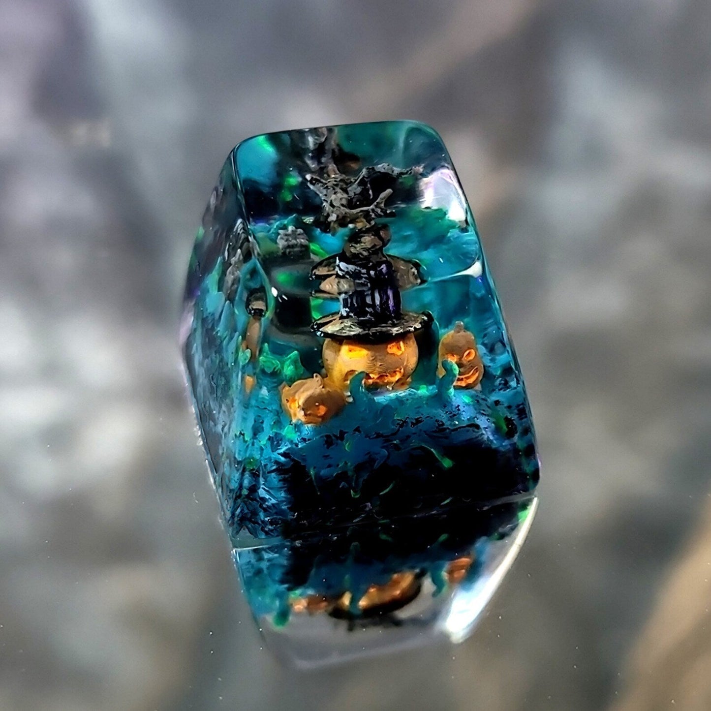 Pumpkin Witch Hat Halloween Artisan Keycaps Epoxy Resin - ArtFIGU