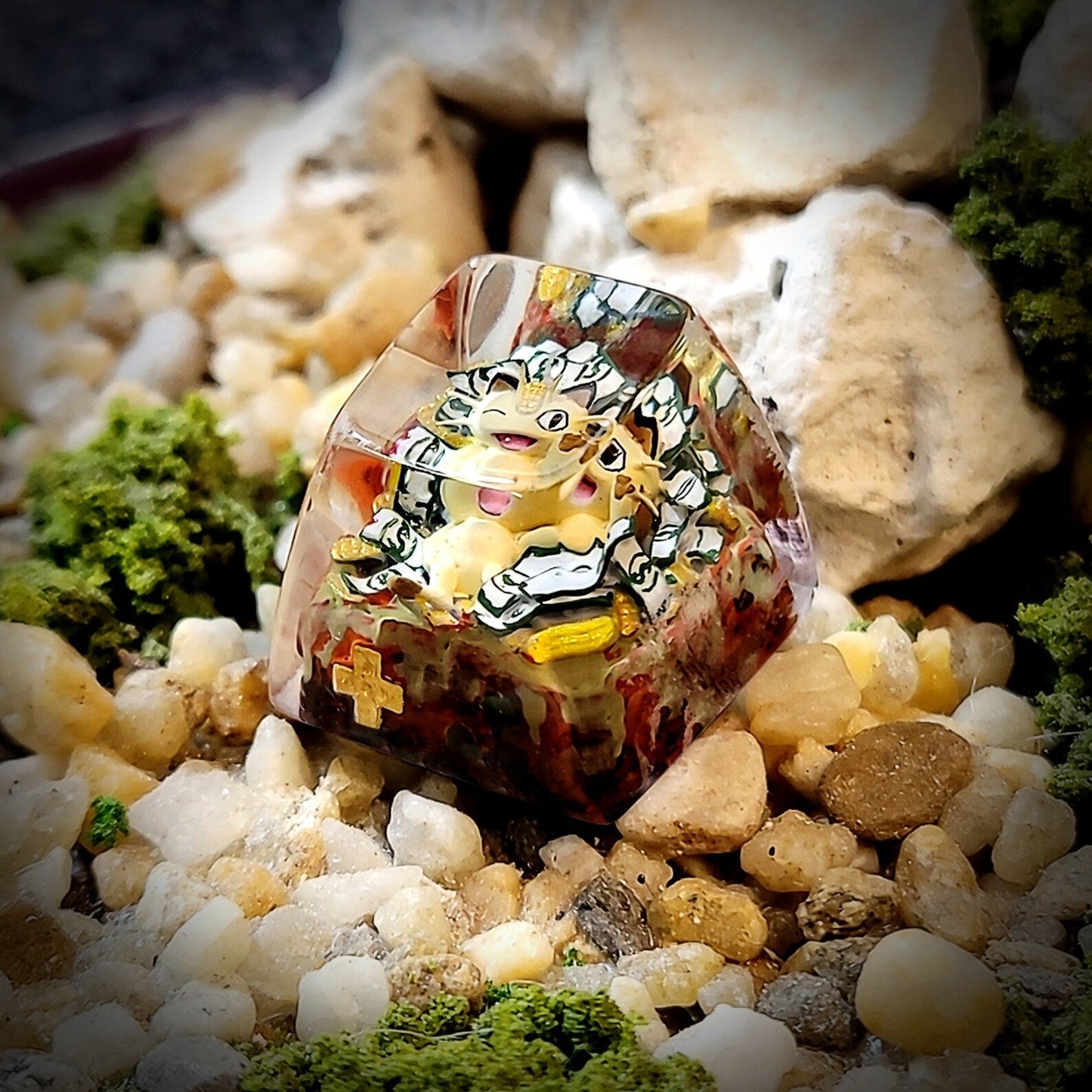 Pokemon Meowth Artisan Keycaps