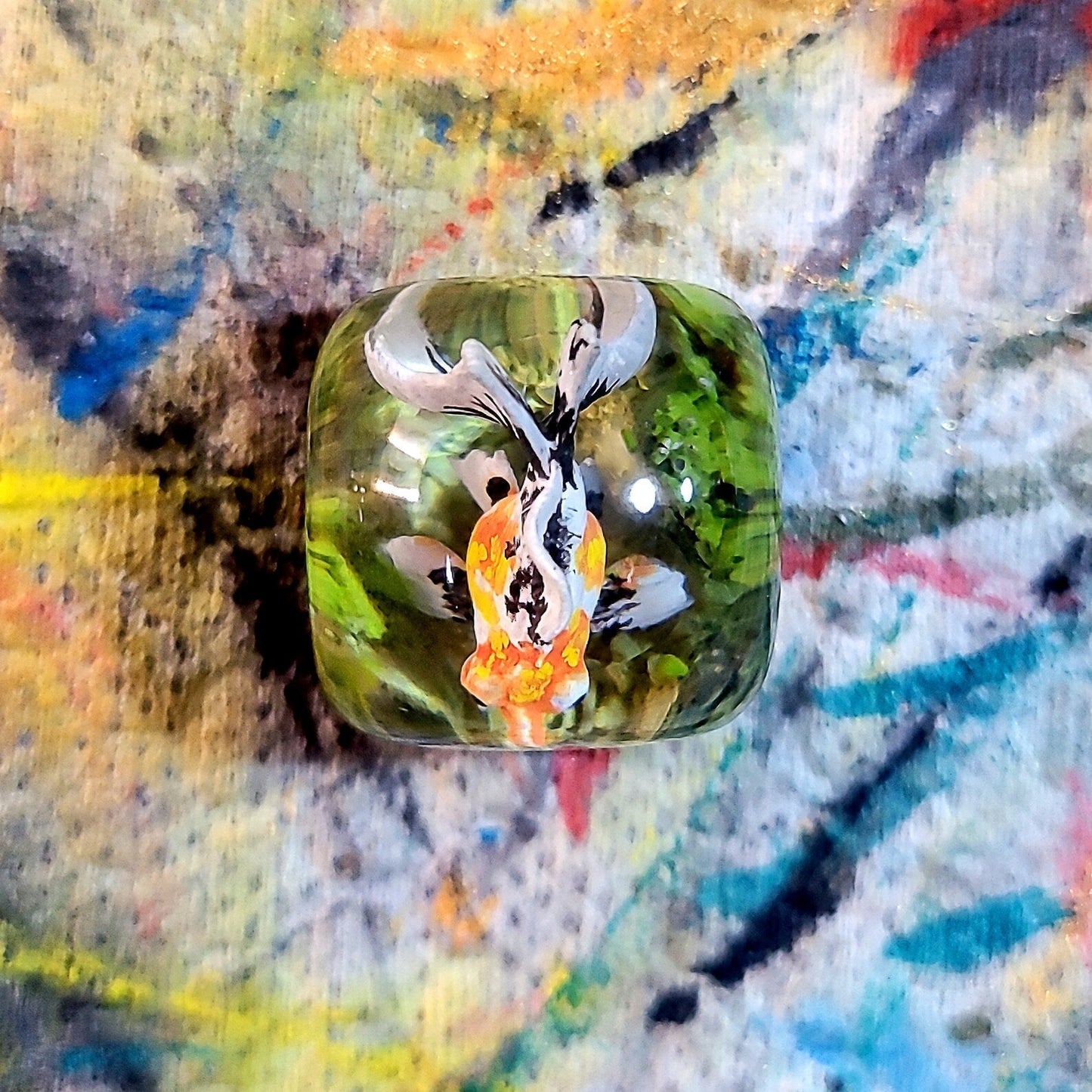White Gold Fish Artisan Keycaps Epoxy Resin - ArtFIGU