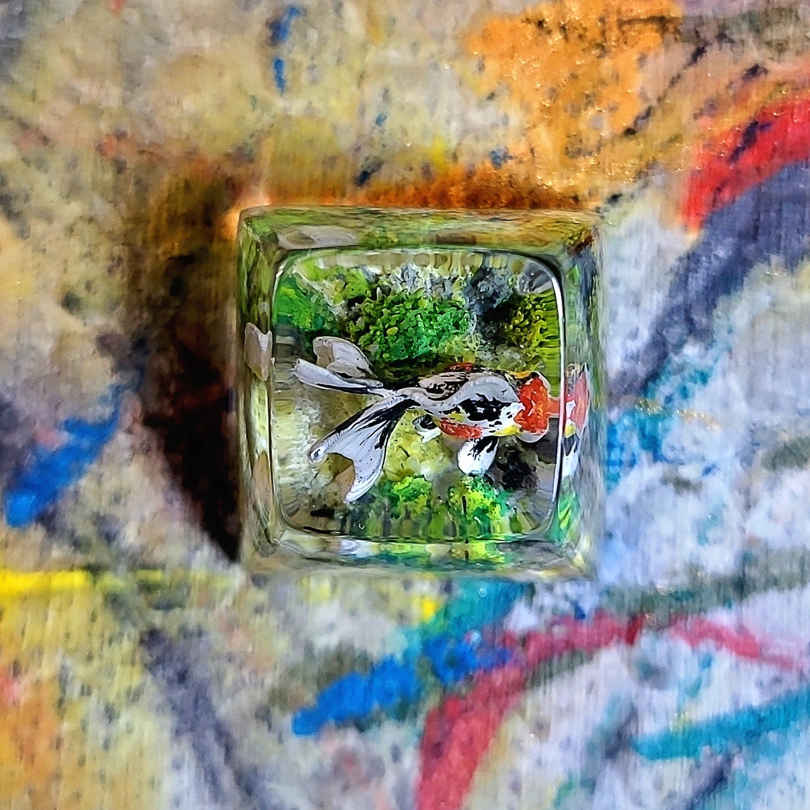 White Gold Fish Artisan Keycaps Epoxy Resin - ArtFIGU