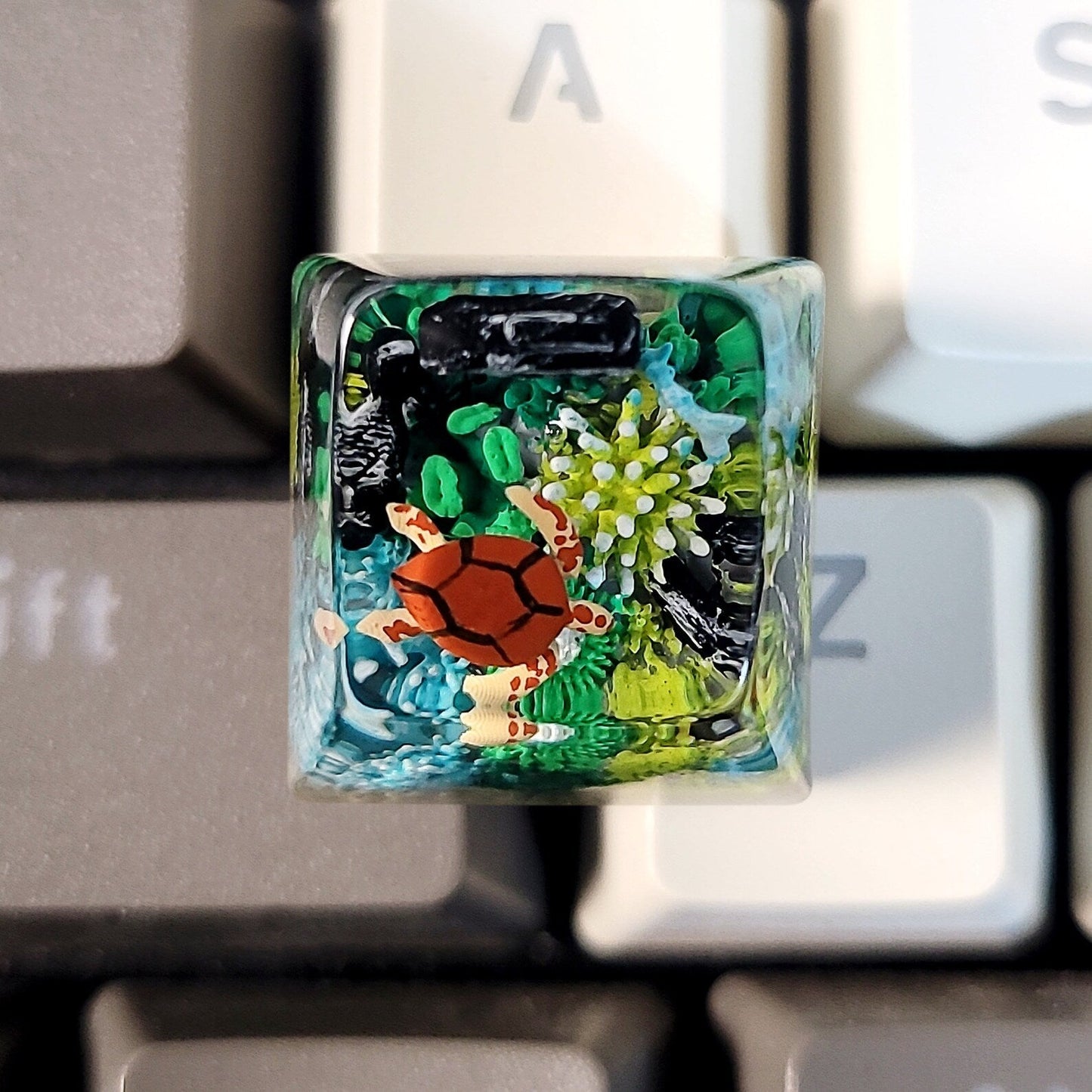 Turtle Coral Undersea Ocean Artisan Keycaps Epoxy Resin - ArtFIGU