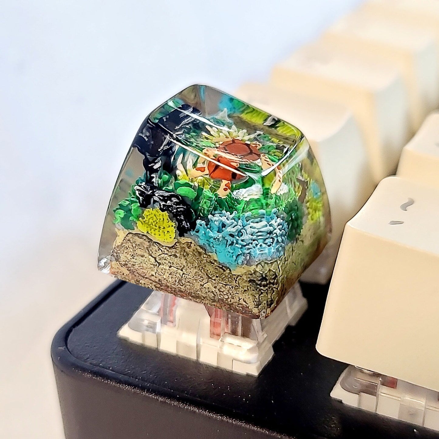 Turtle Coral Undersea Ocean Artisan Keycaps Epoxy Resin - ArtFIGU
