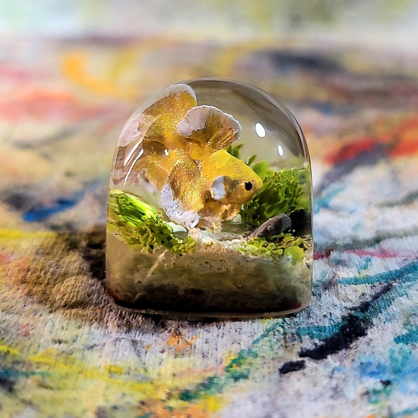 Siamese Fighting Fish Betta Artisan Keycaps Epoxy Resin - ArtFIGU