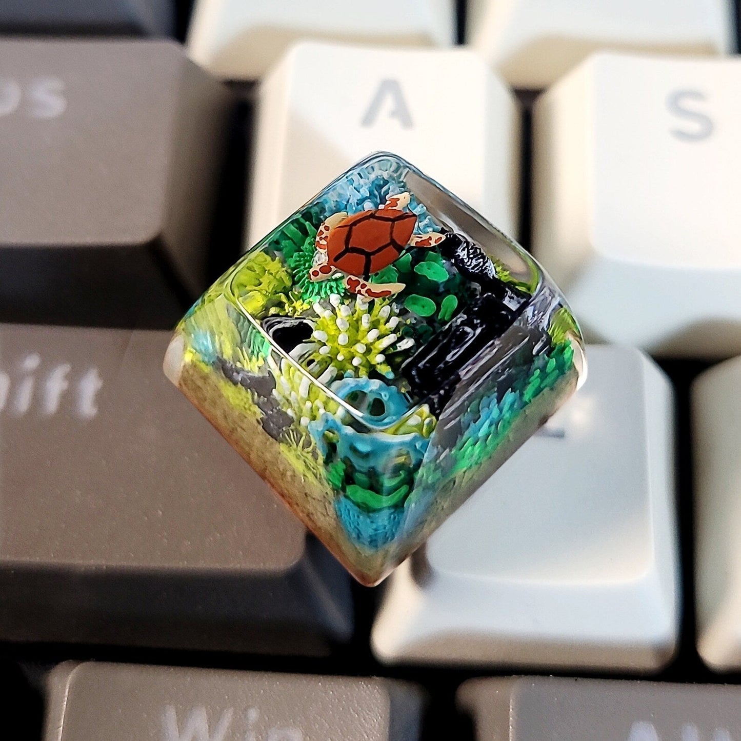 Turtle Coral Undersea Ocean Artisan Keycaps Epoxy Resin - ArtFIGU