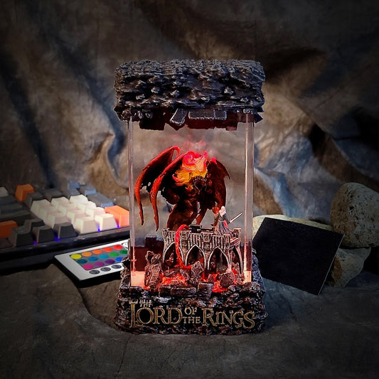 LOTR Lord Of Rings Balrog vs Gandalf Diorama Epoxy Resin Lamp - ArtFIGU