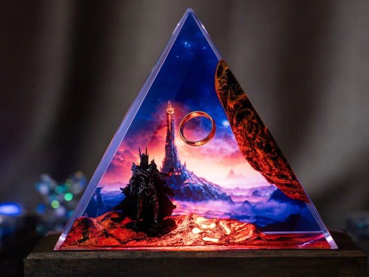 LOTR Lord Of Rings The One Ring Sauron Dark Lord Castle Epoxy Resin Lamp - ArtFIGU