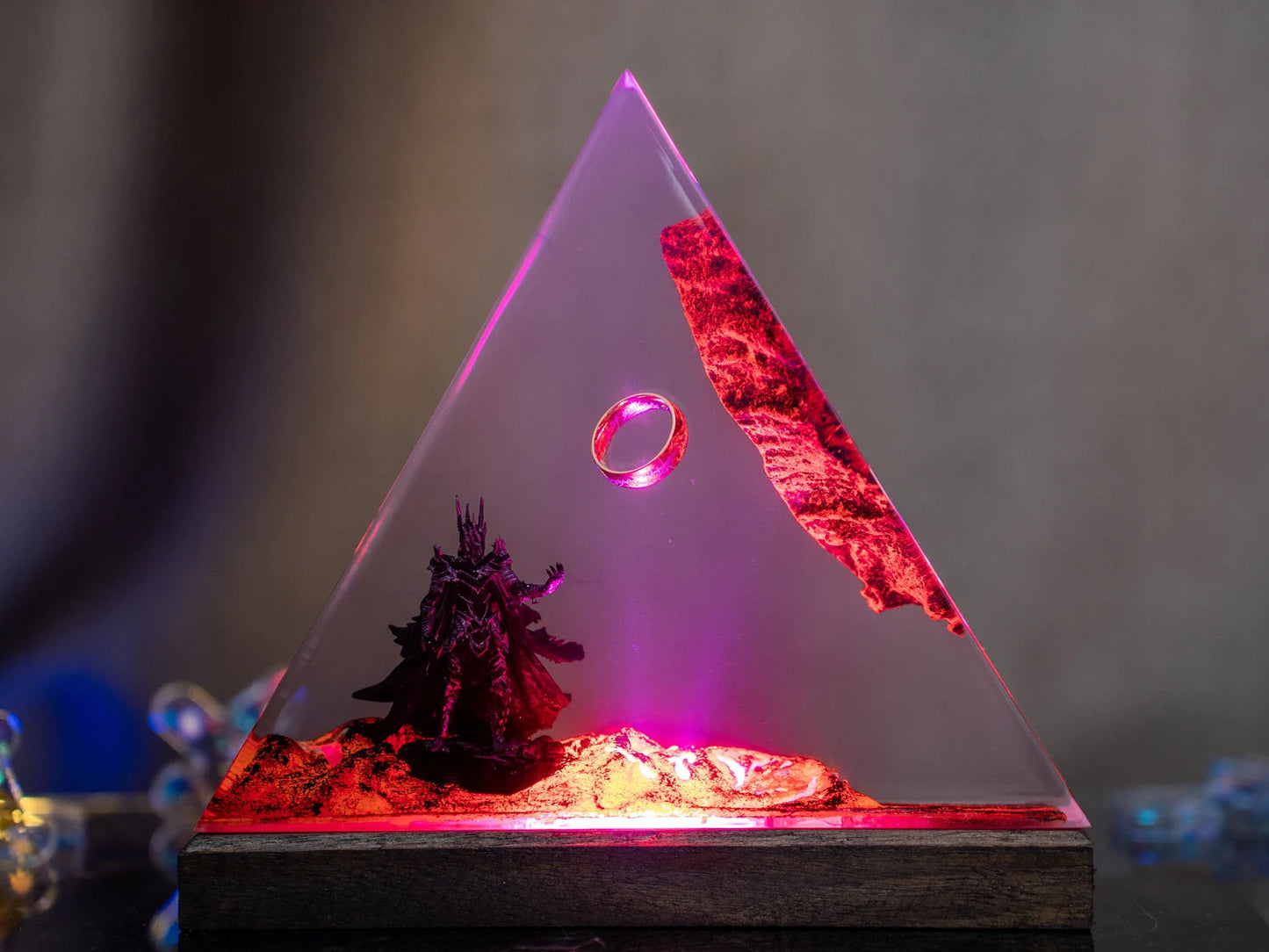 LOTR Lord Of Rings The One Ring Sauron Dark Lord Epoxy Resin Lamp - ArtFIGU