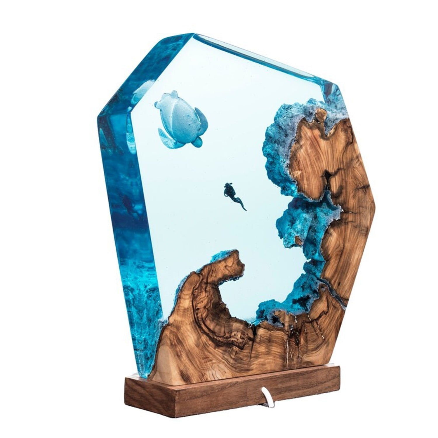 Sea Turtle & Diver - High Quality Epoxy Resin Lamp - ArtFIGU