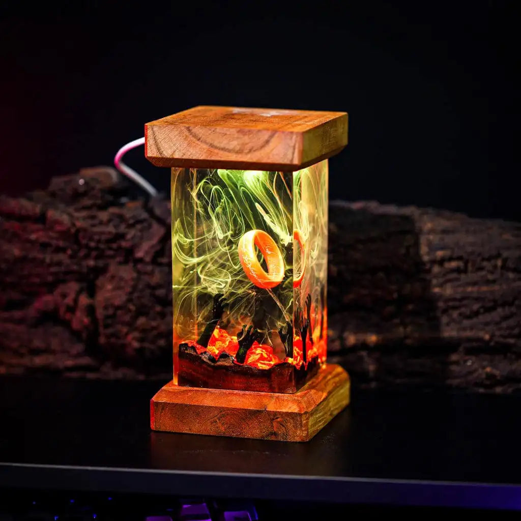 LOTR Lord Of Rings The One Ring Longing Hands Epoxy Resin Lamp - ArtFIGU