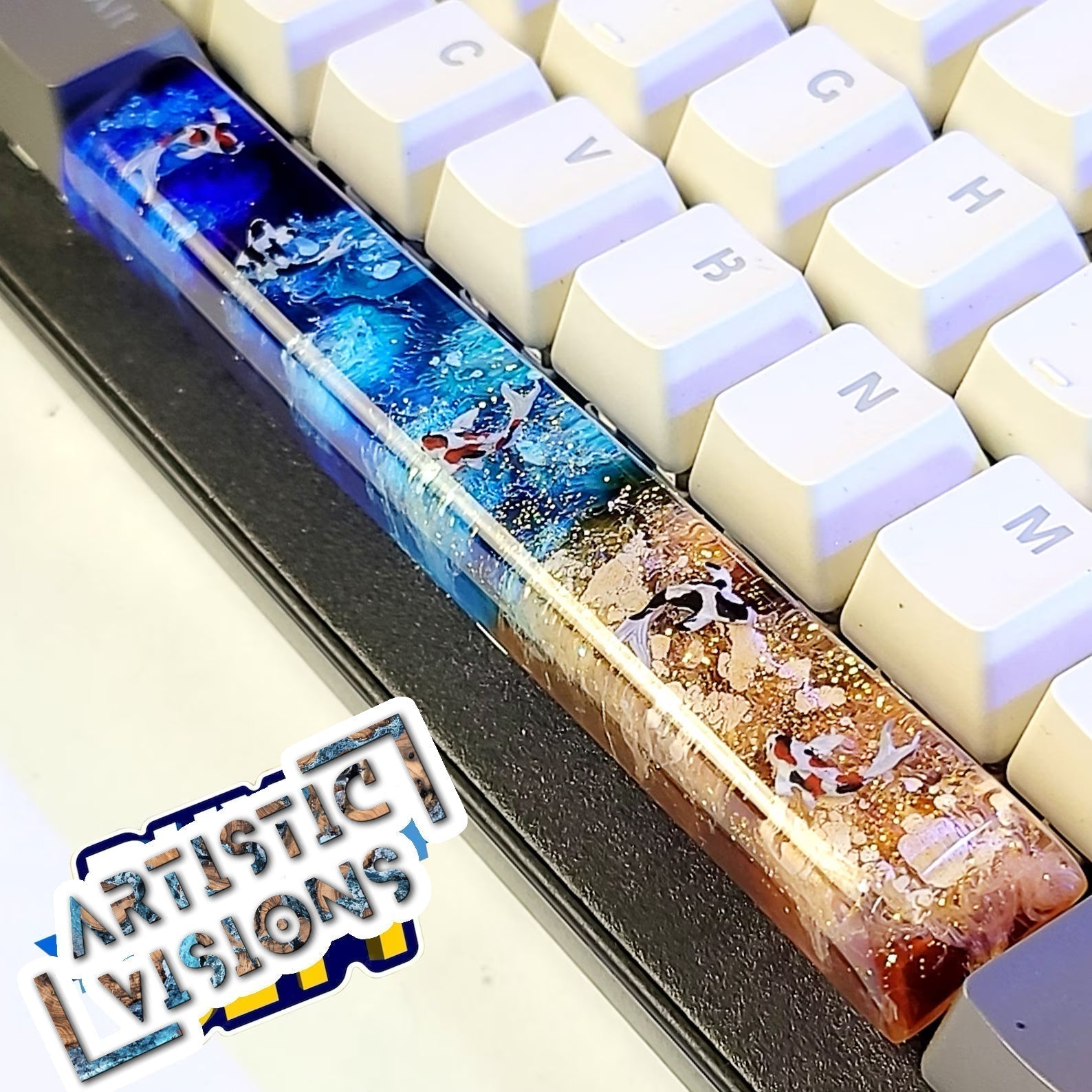 Koi Fish Spacebar Artisan Keycaps Epoxy Resin - ArtFIGU