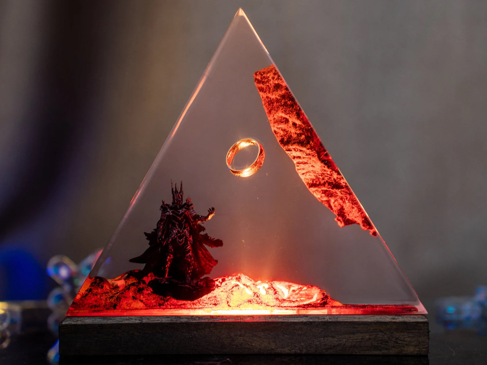 LOTR Lord Of Rings The One Ring Sauron Dark Lord Epoxy Resin Lamp - ArtFIGU