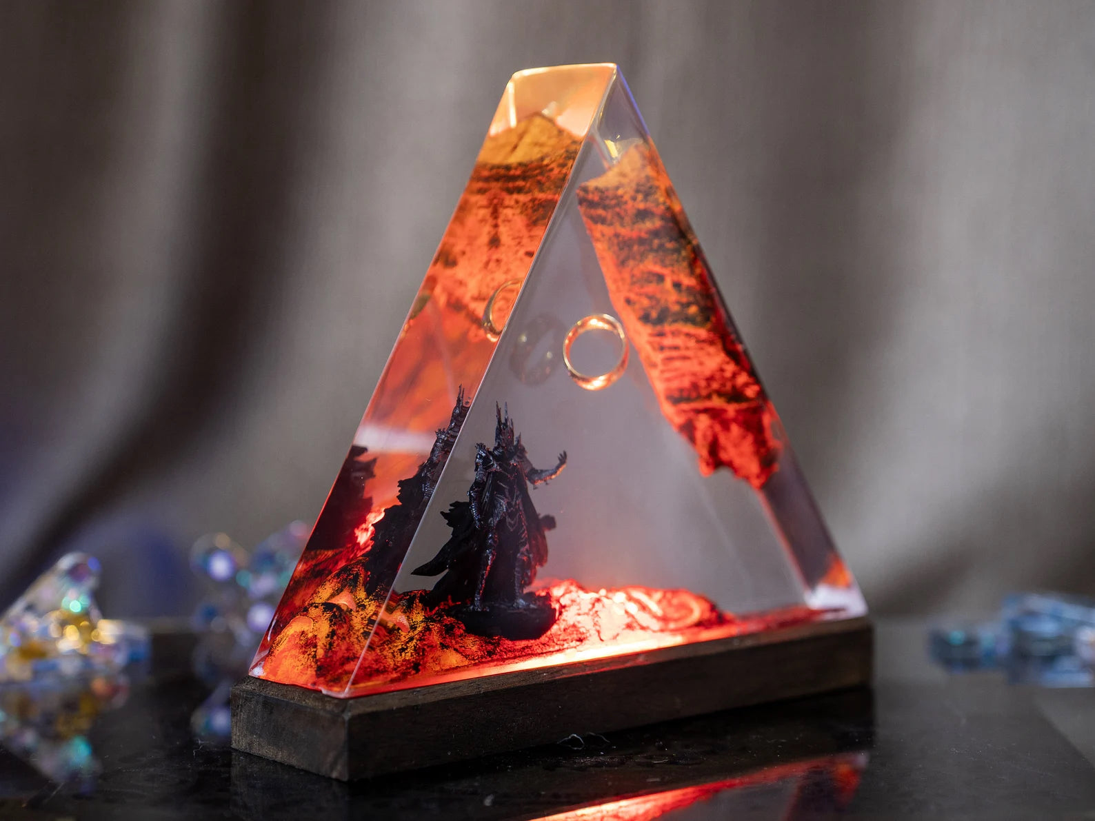 LOTR Lord Of Rings The One Ring Sauron Dark Lord Epoxy Resin Lamp - ArtFIGU