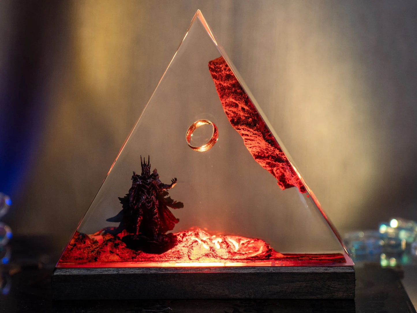 LOTR Lord Of Rings The One Ring Sauron Dark Lord Epoxy Resin Lamp - ArtFIGU