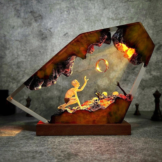 LOTR Lord Of Rings Smeagol Gollum The One Ring Epoxy Resin Lamp - ArtFIGU