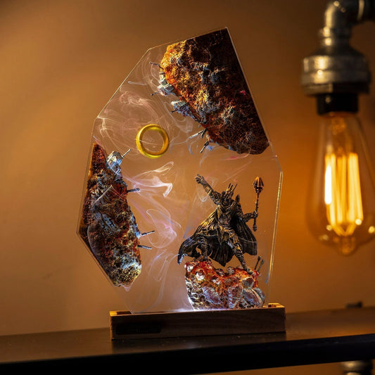 LOTR Lord Of Rings The One Ring Sauron Dark Lord Epoxy Resin Lamp - ArtFIGU