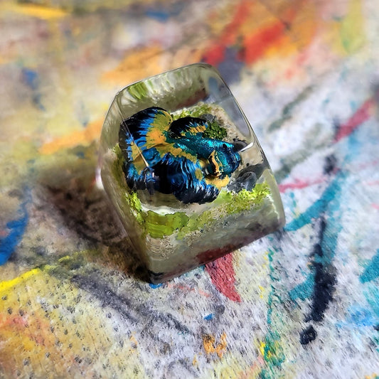 Siamese Fighting Fish Betta Artisan Keycaps Epoxy Resin - ArtFIGU