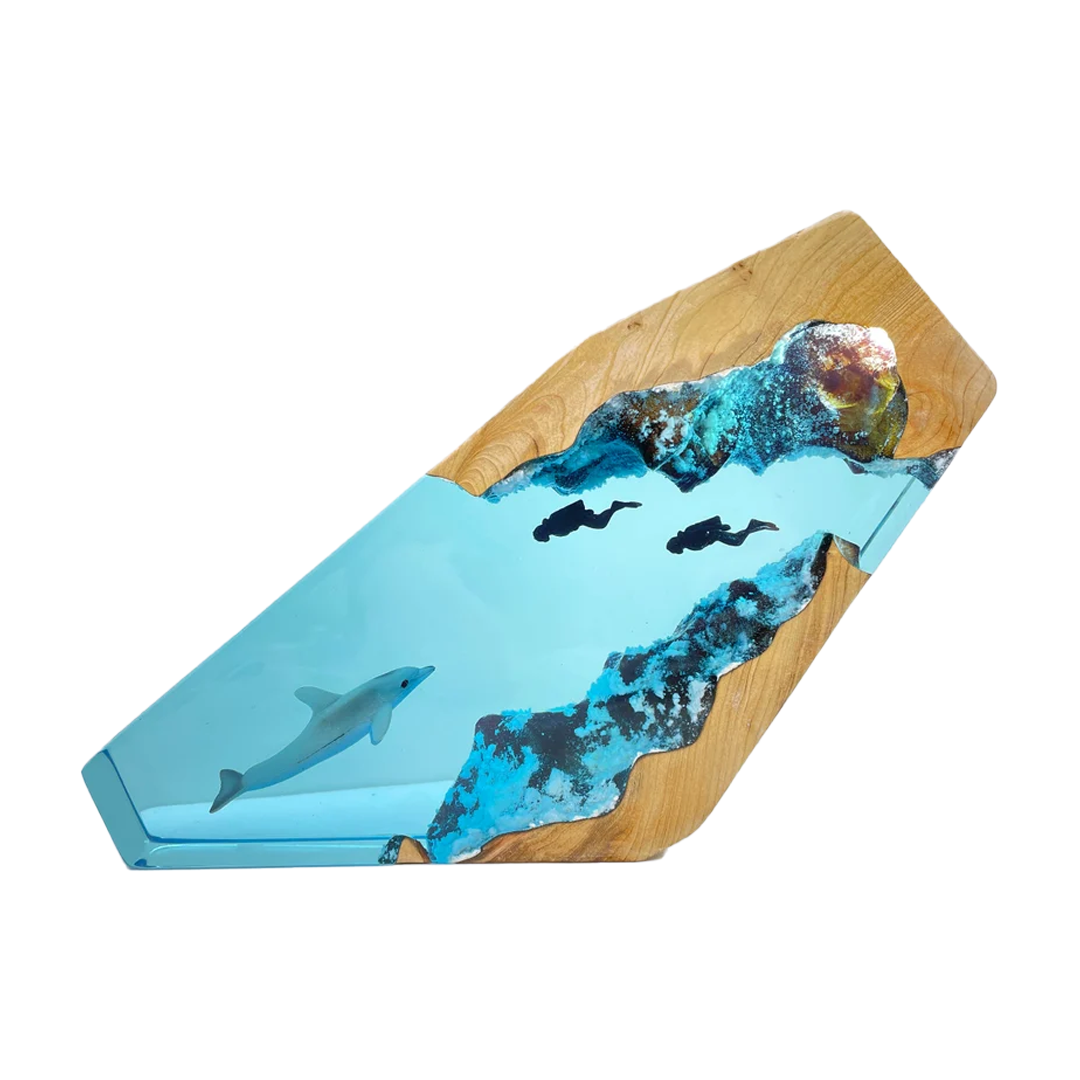 Dolphin & Divers - High Quality Epoxy Resin Lamp - ArtFIGU