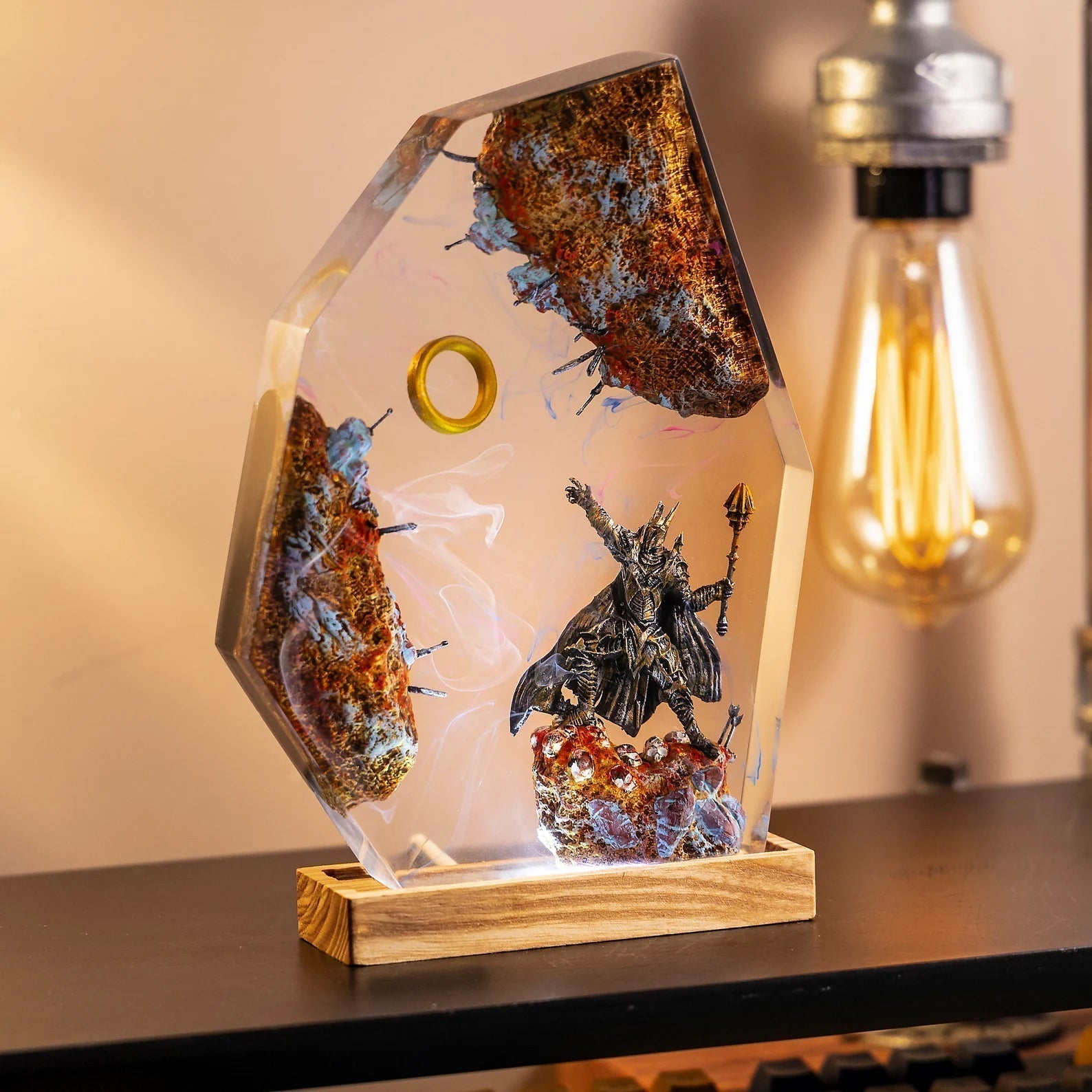 LOTR Lord Of Rings The One Ring Sauron Dark Lord Epoxy Resin Lamp - ArtFIGU