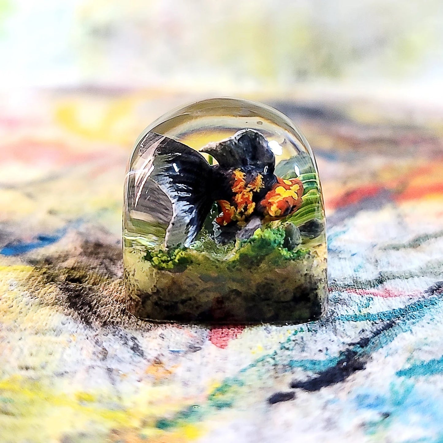 Black Gold Fish Artisan Keycaps Epoxy Resin - ArtFIGU