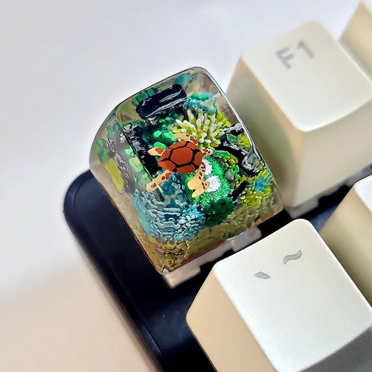 Turtle Coral Undersea Ocean Artisan Keycaps Epoxy Resin - ArtFIGU