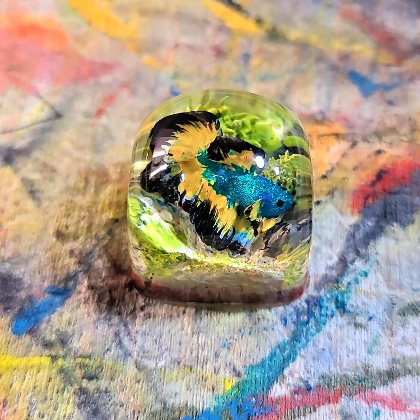 Siamese Fighting Fish Betta Artisan Keycaps Epoxy Resin - ArtFIGU