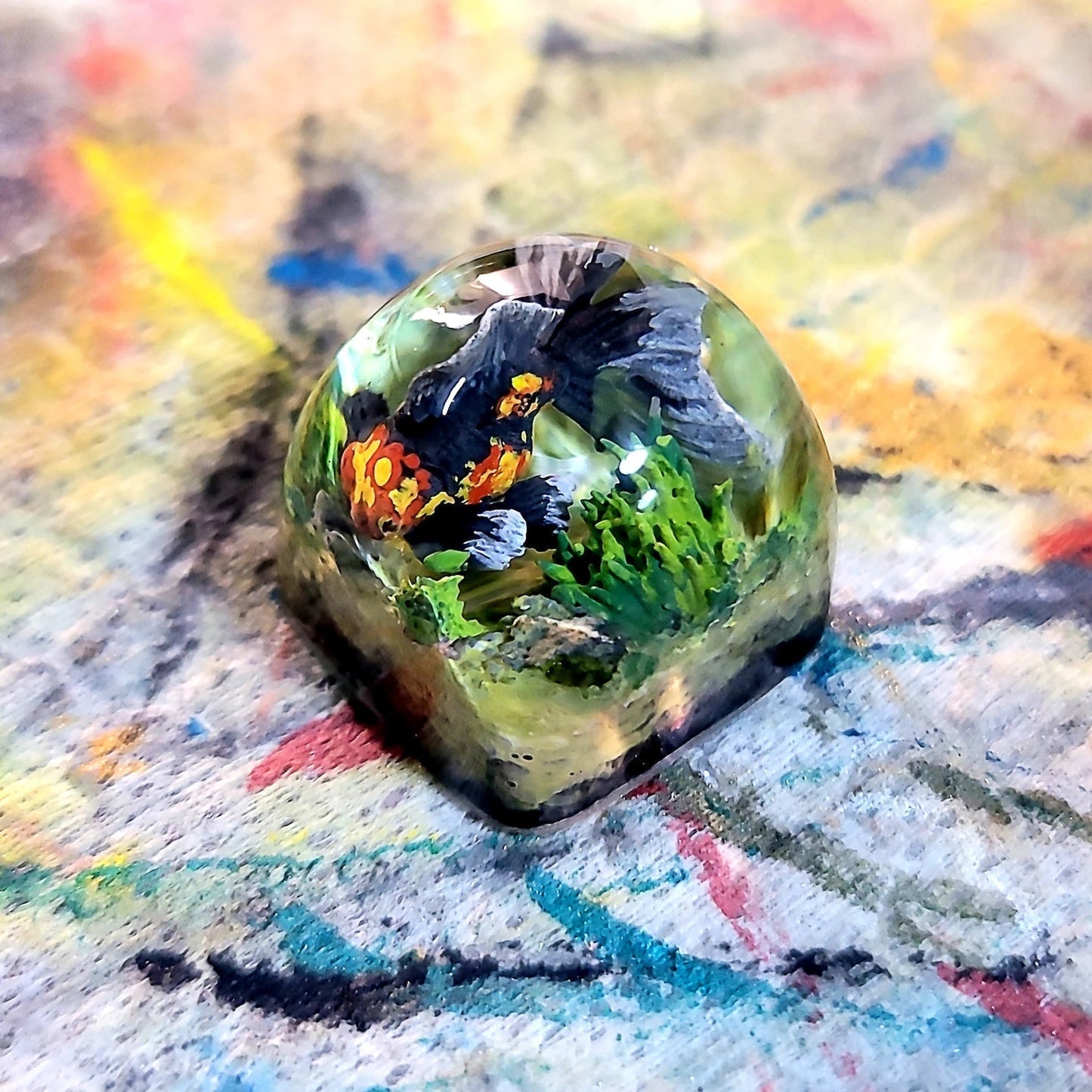 Black Gold Fish Artisan Keycaps Epoxy Resin - ArtFIGU