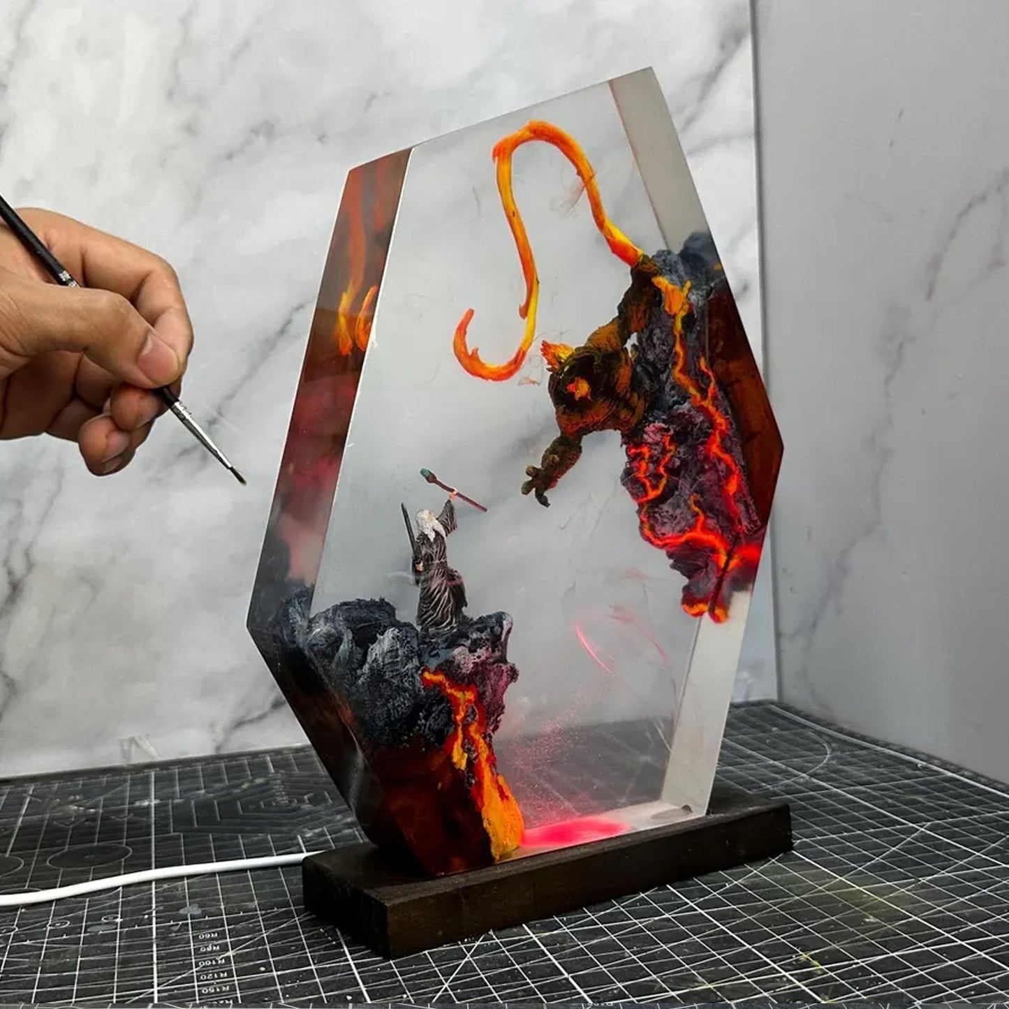 LOTR Lord Of Rings Gandalf Grey Wizard Balrog Epoxy Resin Lamp - ArtFIGU