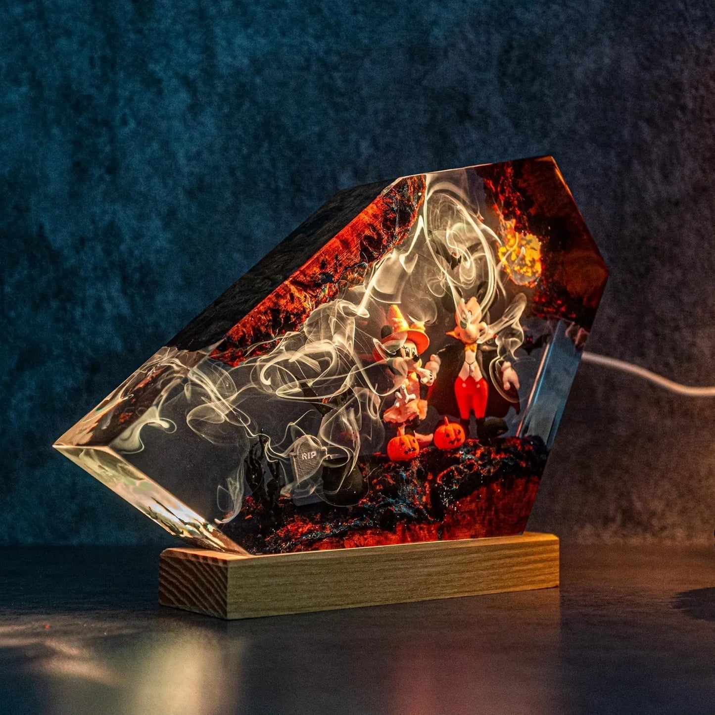 Mickey Mouse Halloween Graveyard Pumpkin Epoxy Resin Lamp - ArtFIGU