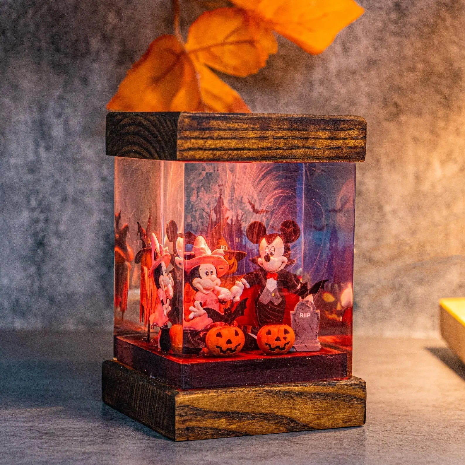 Mickey Mouse Halloween Graveyard Pumpkin Epoxy Resin Lamp - ArtFIGU
