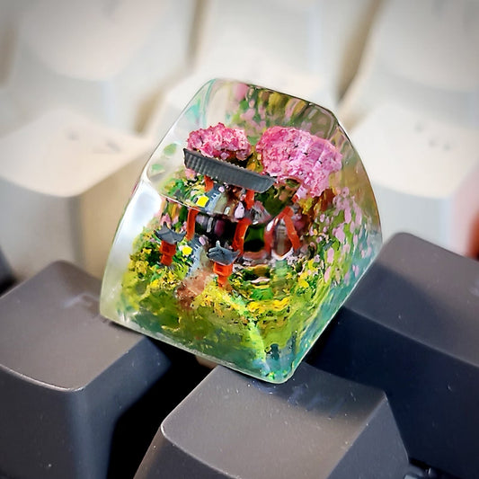 Sakura Torii Gate Cherry Blossom Artisan Keycaps Epoxy Resin