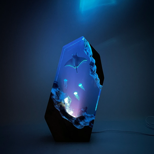 Manta Rays & Jellyfish - High Quality Epoxy Resin Lamp - ArtFIGU