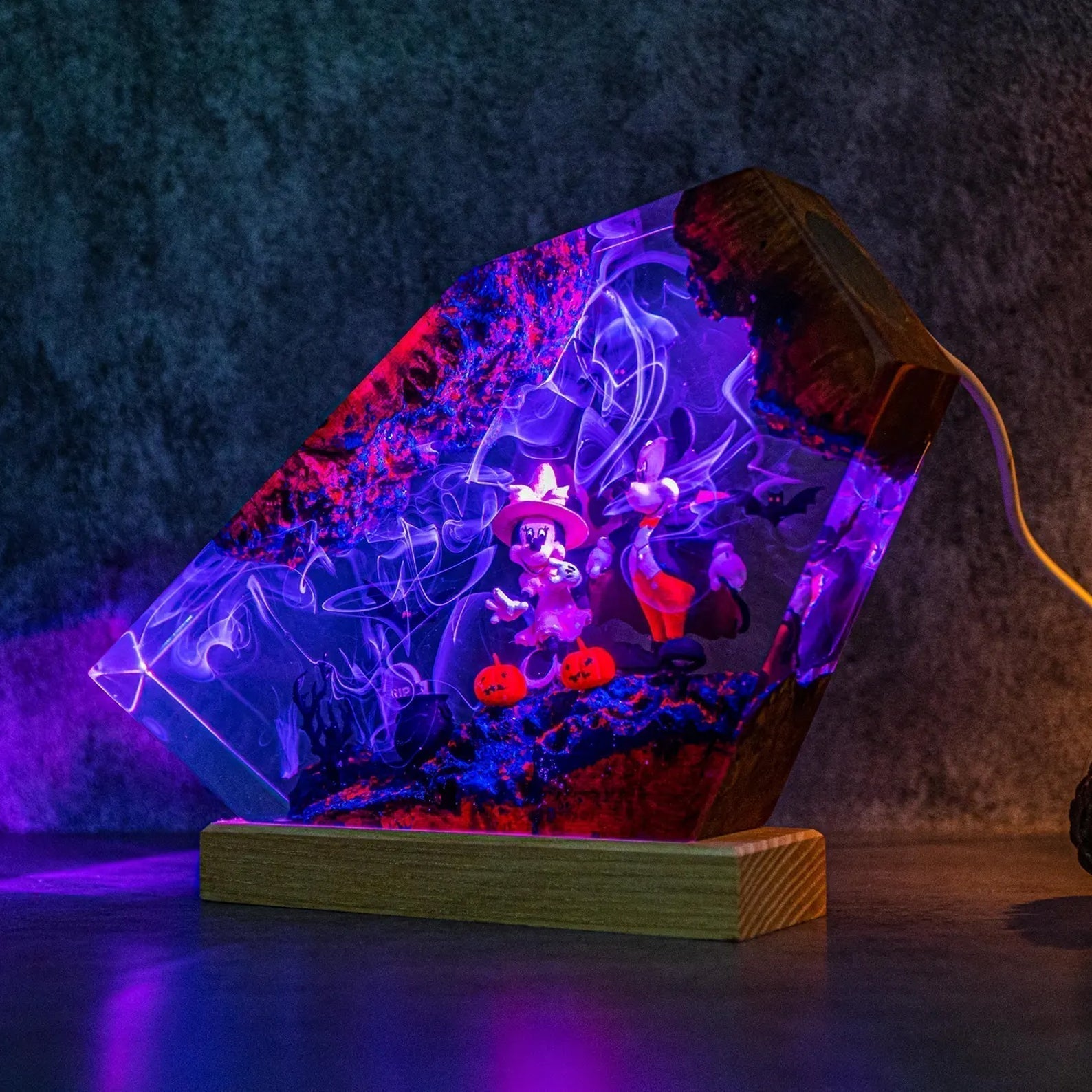 Mickey Mouse Halloween Graveyard Pumpkin Epoxy Resin Lamp - ArtFIGU