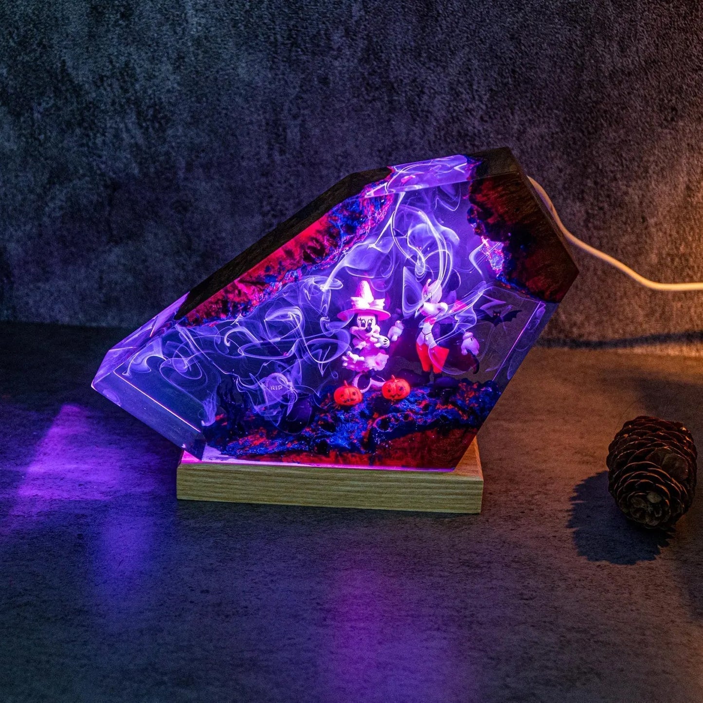 Mickey Mouse Halloween Graveyard Pumpkin Epoxy Resin Lamp - ArtFIGU